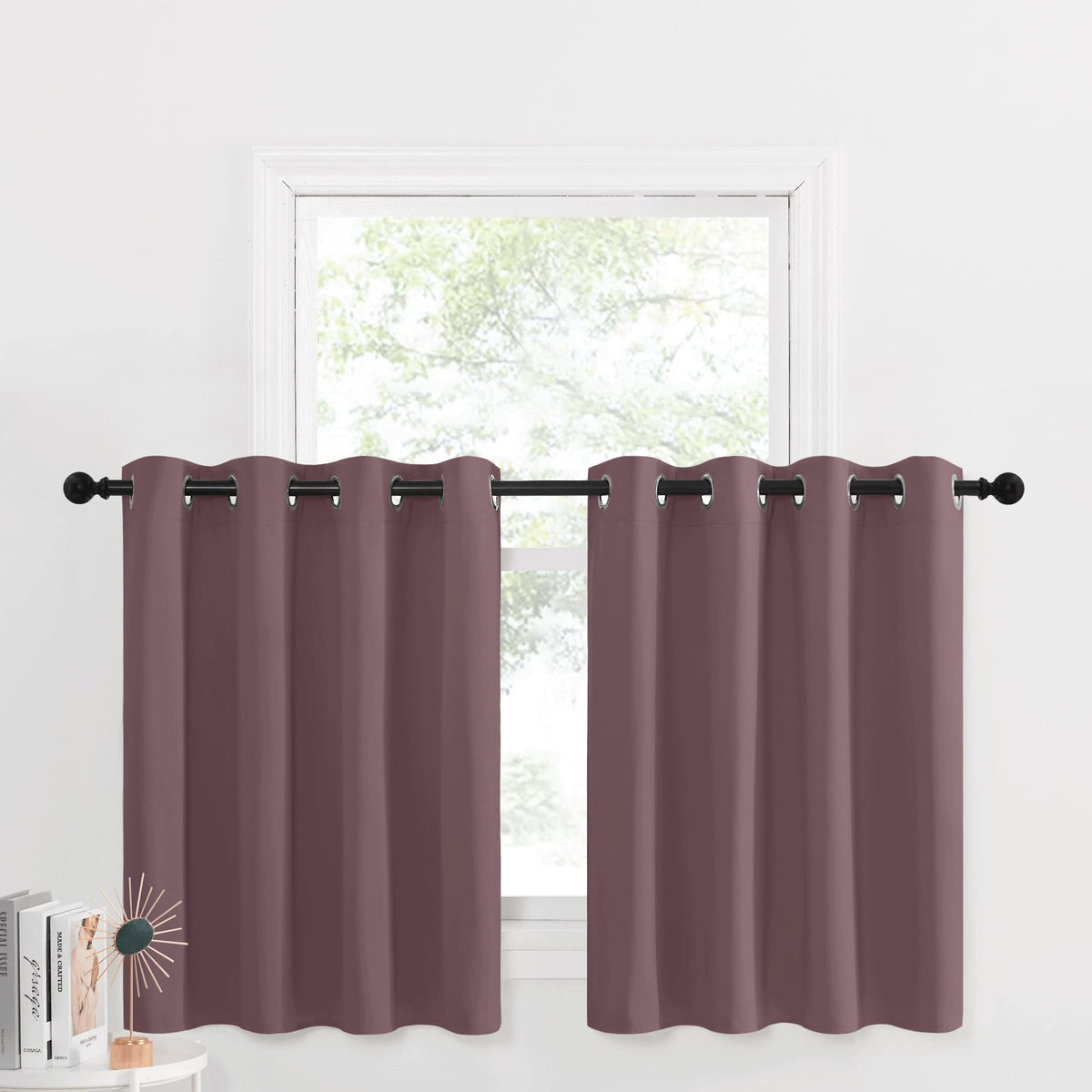 Nicetown Blackout Kitchen Valance Curtain For Living Room Windows Farmhouse Basement 36 Inch Long Bedroom Curtains For Window Tr