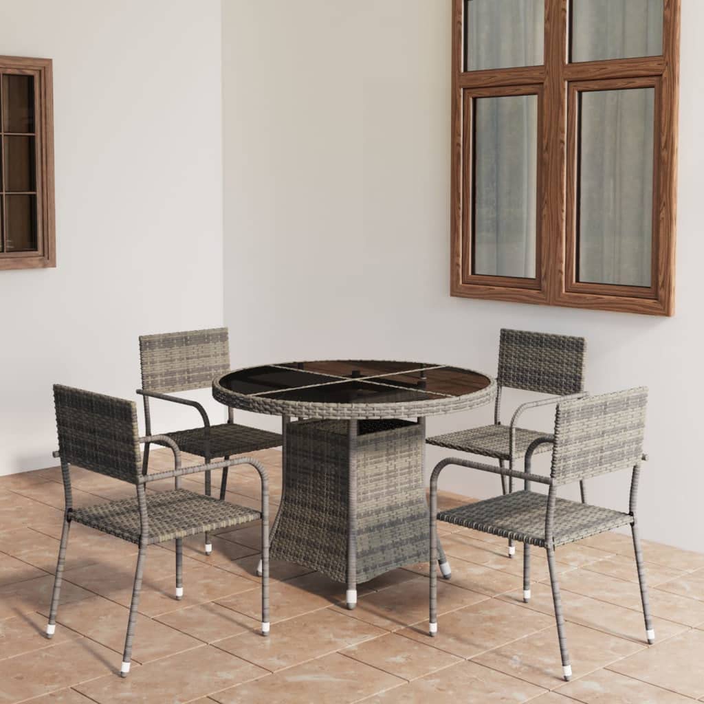 vidaXL Patio Dining Set 5 Piece Garden Outdoor Yard Terrace Balcony Backyard Table and Chair Seat Seating Furniture Poly Rattan Anthracite and Gray