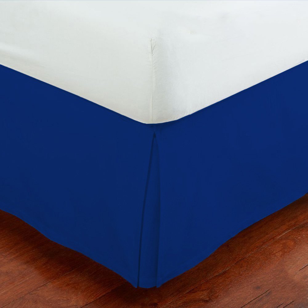 Mk Collection 100% Long Staple Brushed Microfiber Comfortable Quadruple Pleated Bed-Skirt Solid New (Full, Royal Blue)