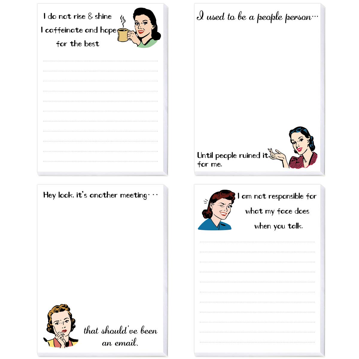 Funny Notepads For Women Novelty Memo Pads Office Gag Gifts For Coworkers Christmas Supplies 4Pcs