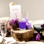 Set Of 4 Purple Votive Candles, Clear Glass Filled Soy Wax Lavender Scented Candles For Home Spa Stress Relax And Diy