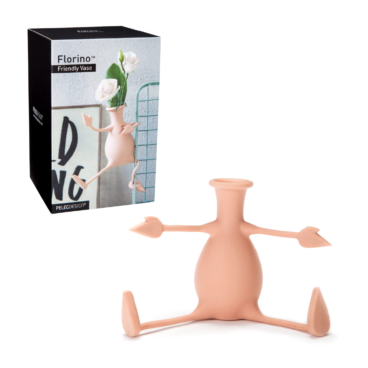 Florino - Friendly Flower Vase Modern Home D  cor Vase for Flowers Unique Gifts by Peleg Design (Peach)
