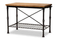 Baxton Studio Perin Vintage Rustic Industrial Style Wood and Bronze-Finished Steel Multipurpose Kitchen Island Table