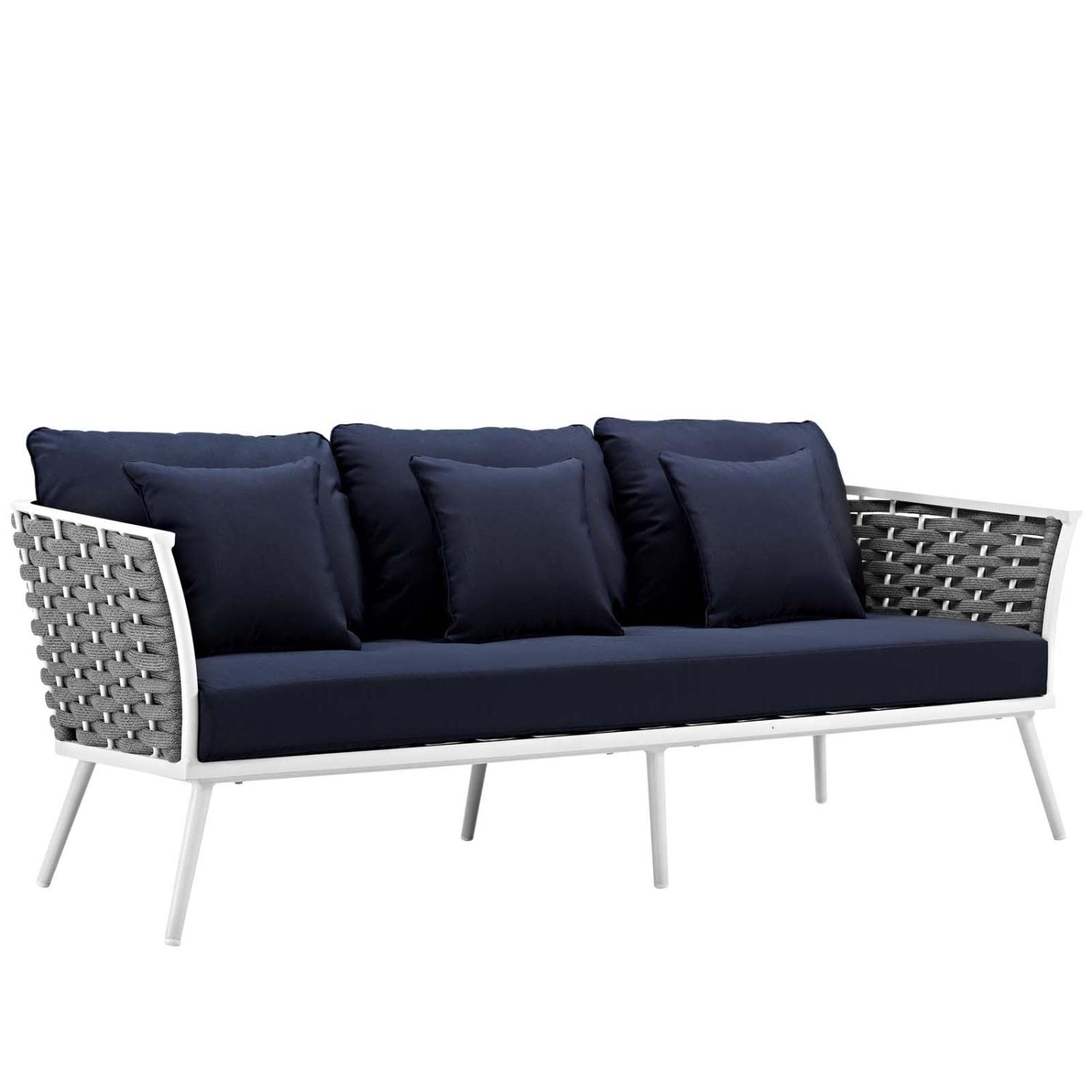 Modway Stance Outdoor Patio Aluminum, Sofa And Armchair, White Navy