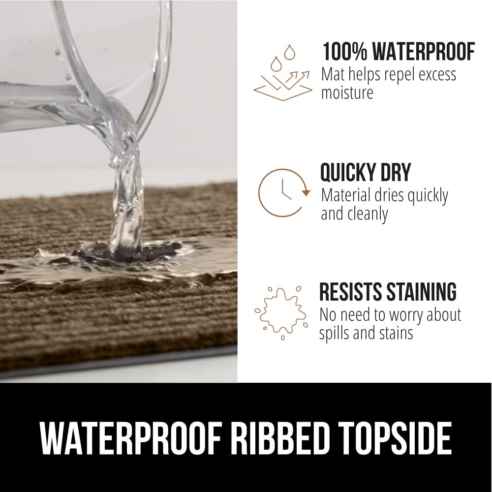 Gorilla Grip Waterproof Heavy Duty Traffic Guard Doormat, 2 Pack, Stain And Fade Resistant, Durable Rubber, Low Profile Door Mat, Shoe Scraper, Welcome Mats, 35X23, Brown