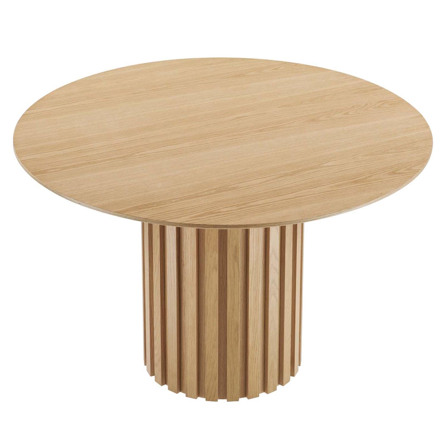Modway Senja 47&Quot; Round Modern Style Mdf And Wood Dining Table In Oak