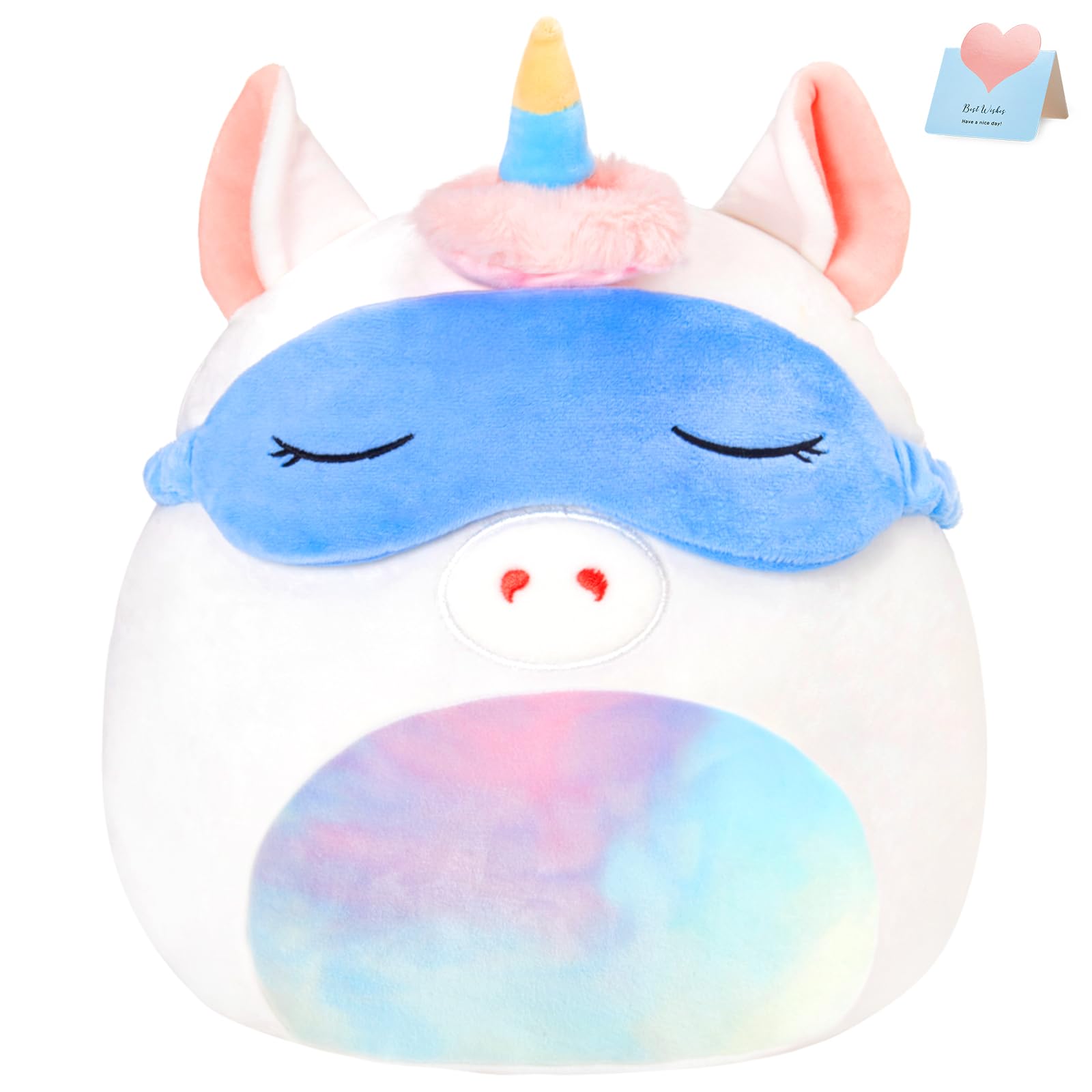 Bstaofy Cute Unicorn Soft Plush Pillow With Removable Eye Mask Squishy Unicorn Stuffed Animal Cushion Hugging Nap Pillow Valenti