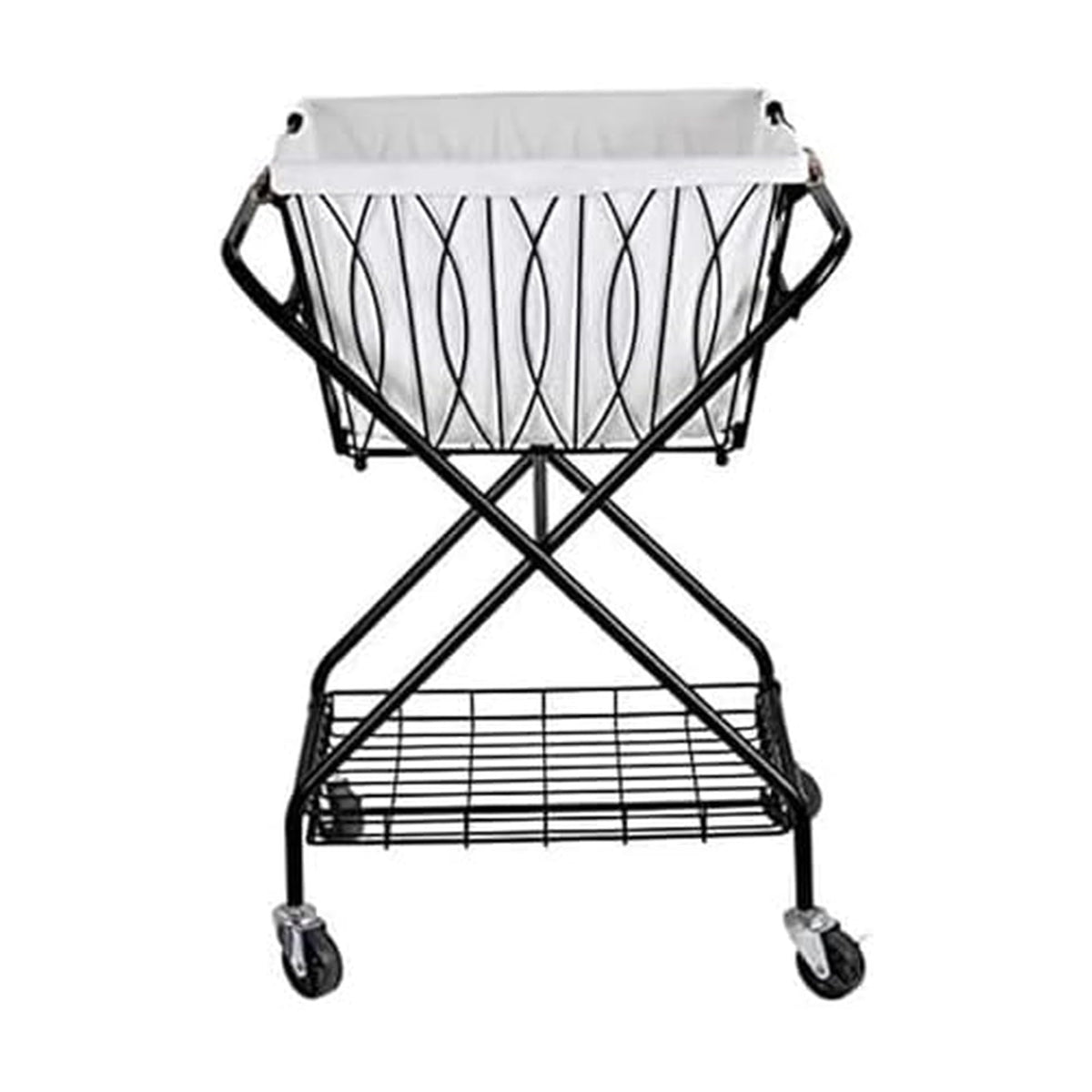 Artesa Verona Collapsible Laundry Cart with Basket, Black