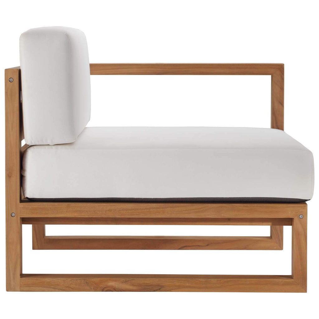 Modway Eei-4619-Nat-Whi-Set Upland Patio Teak Wood Sectional Sofa, 5-Piece Set, Natural White