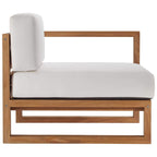 Modway Eei-4619-Nat-Whi-Set Upland Patio Teak Wood Sectional Sofa, 5-Piece Set, Natural White