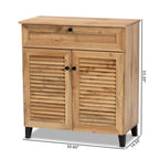 Baxton Studio Coolidge Modern and Contemporary Oak Brown Finished Wood 1-Drawer Shoe Storage Cabinet