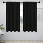 Easy-Going Rod Pocket Blackout Curtains For Bedroom, Room Darkening Window Curtains For Living Room, Thermal Insulated Noise Reduction Solid Window Drapes, 2 Panels(52X63 In, Black)
