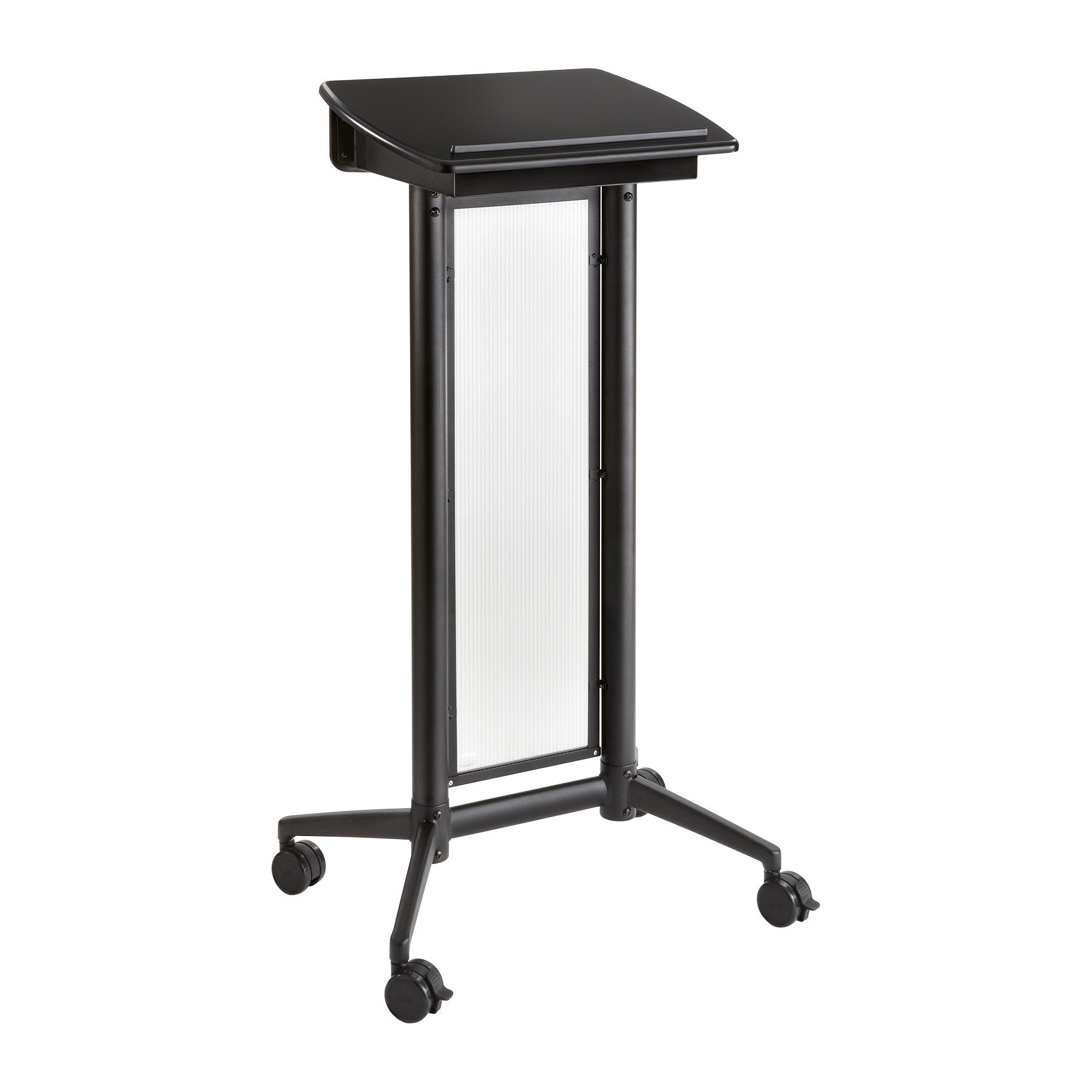Safco Products 8912BL Mobile Lectern with Stoarge, Ideal for Office and Classroom Presentations, 4 Locking Wheels, Black
