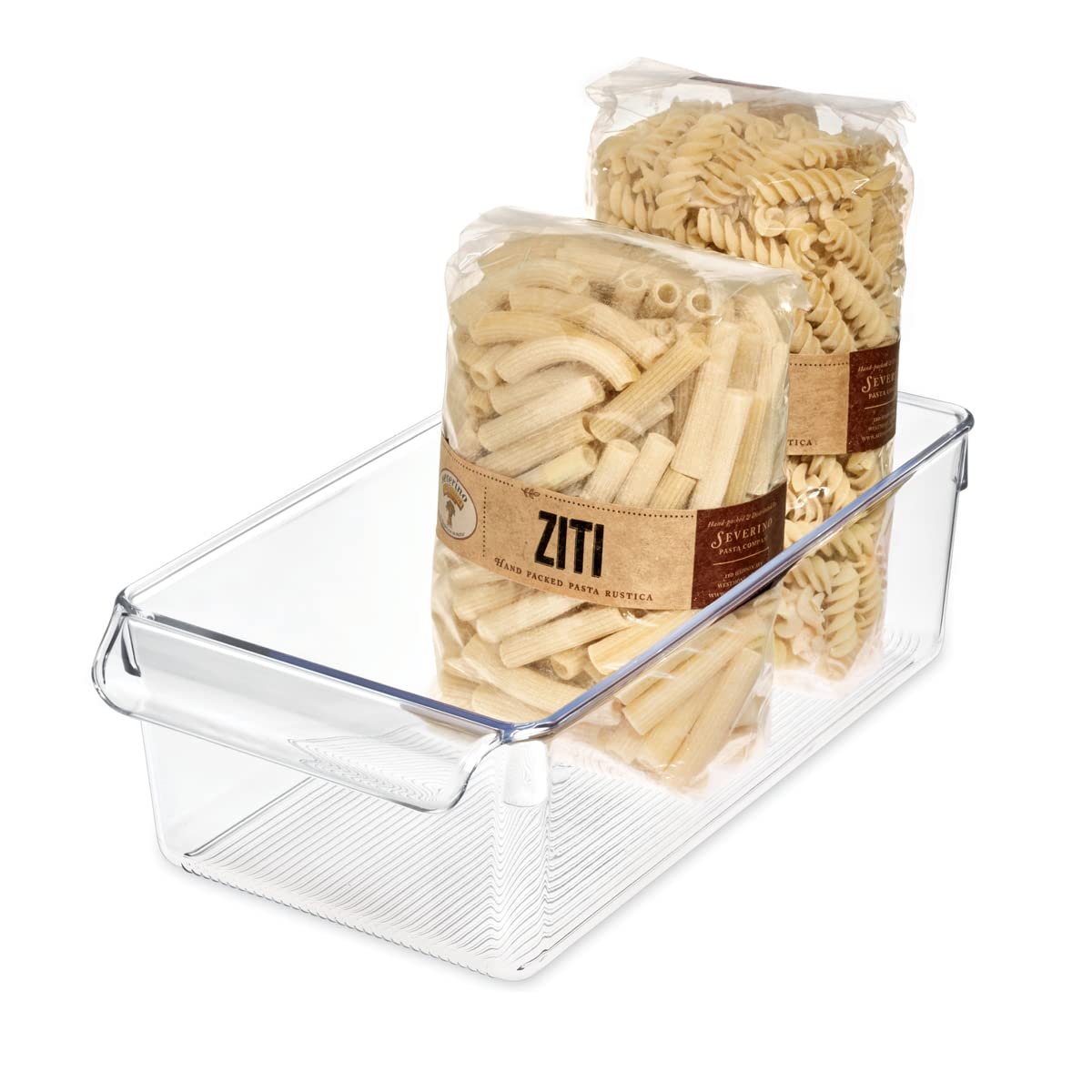 iDesign Linus Plastic Fridge and Freezer Storage Organizer Bin with Handle, Clear Container for Food, Drinks, Produce Organizati
