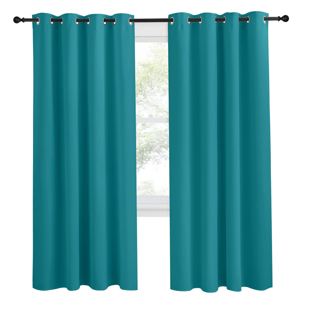 Nicetown Peacock Teal Blackout Curtains 78Inch Length, 1 Panel, W55 X L78, Chic Thermal Insulated Grommet Room Darkening Window Drapes For Bedroom/Living Room