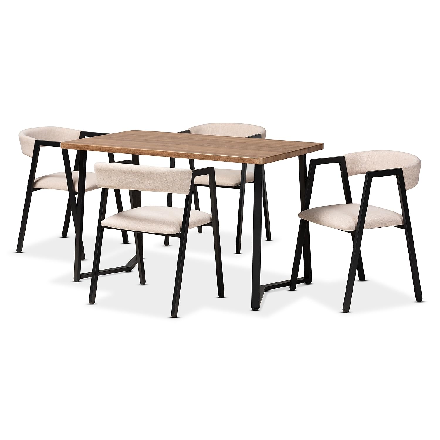 Baxton Studio Delgado 47.24-inch W Dining Set, Beige and Black, 5-Piece (194-11570-HiT)