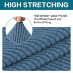 Turquoize Stretch Sofa Slipcover 2 Pieces Sofa Cover Couch Cover For 2 Cushion Couch Washable Furniture Protector Covers With Elastic Bottom Feature Thick Jacquard Fabric (Loveseat, Dusty Blue)