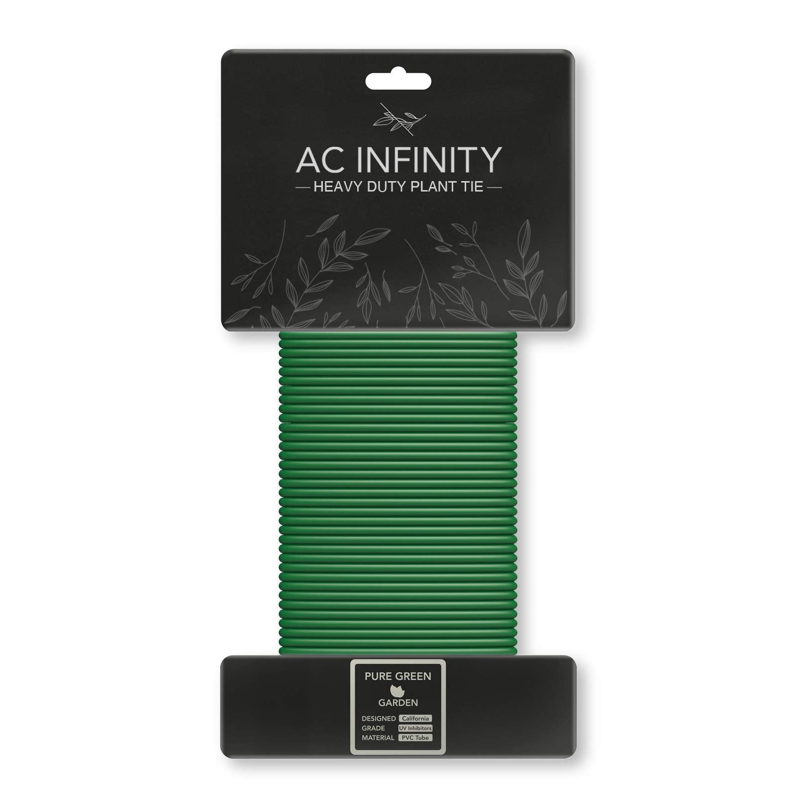 Ac Infinity Heavy-Duty Twist Ties, 10M (32.8 Ft.) All-Purpose Reusable Green Wire Plant Ties, For Gardening, Plant Support, And