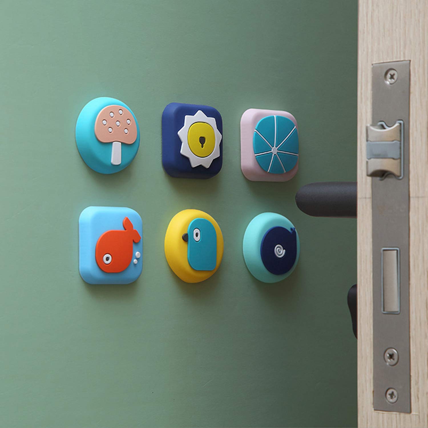 Door Stopper Wall Protector - [6 Pack] 1.8' Quiet, Shock Soft Rubber, Wall Protectors With Self Adhesive 3M Sticker For Protect