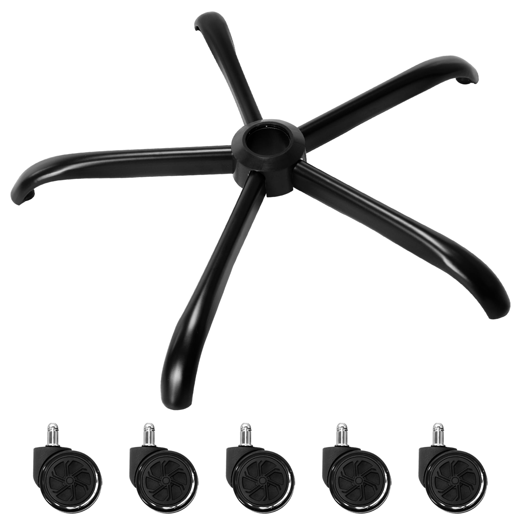 Frassie 28 Inch Office Chair Metal Base Replacement Heavy Duty 2500 Lbs Universal Computer Desk Chair Stool Base Part With 5 Cas