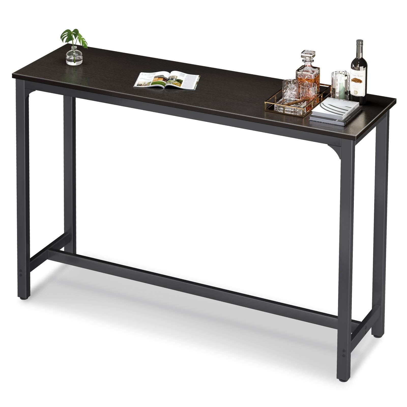 Odk 55 Inch Bar Table, Bar Height Pub Table, Counter Height Bar Table, Rectangular High Top Kitchen & Dining Counter Tables With Sturdy Legs & Easy-To-Clean Top, Indoor Use, Black