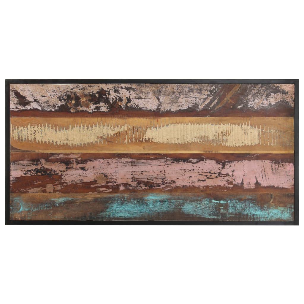 vidaXL Solid Rough Mango Wood Dining Table with Iron Legs, Industrial Design, Eco-Friendly and Durable Construction, Unique Grain Details, Suitable for Dining Area, 55.1&quot; x 27.6&quot; x 29.9&quot;