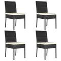 vidaXL Patio Dining Chairs (Set of 2) - Modern Design Poly Rattan Outdoor Chairs with Powder-Coated Steel Frames and Comfortable Cushions, Weather-Resistant and Lightweight - Black
