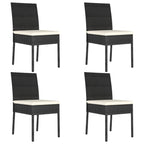 vidaXL Patio Dining Chairs (Set of 2) - Modern Design Poly Rattan Outdoor Chairs with Powder-Coated Steel Frames and Comfortable Cushions, Weather-Resistant and Lightweight - Black