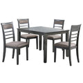 Benjara 5 Piece Wooden Dining Table and Horizontal Slatted Back Chairs, Gray