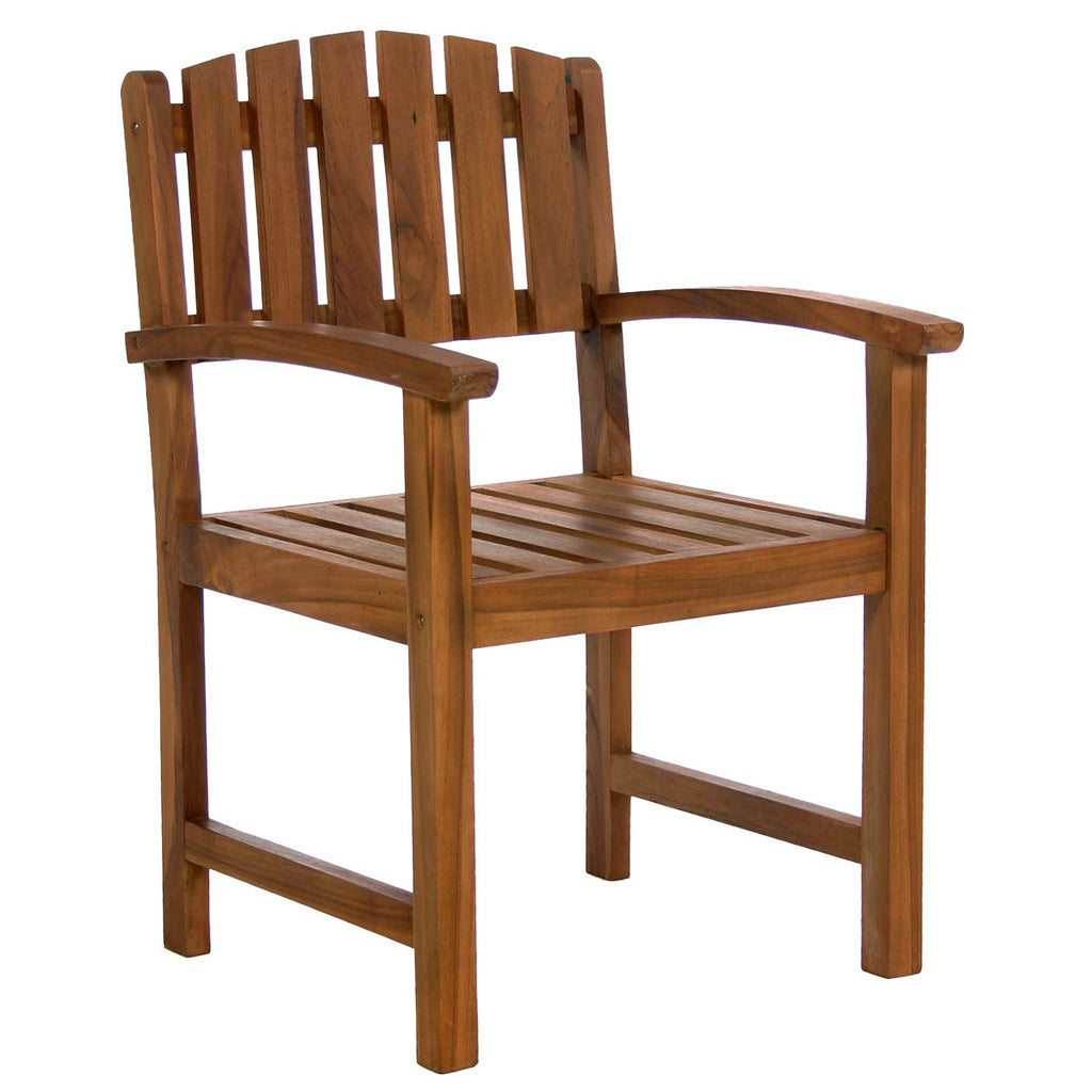 All Things Cedar TD20 Teak Arm Chair | Handcrafted Indonesian Teak Java Finish | Solid Brass Fittings | Curved Chair Back | Mortise & Tenon Joinery | Outdoor Wooden Chair | 24x23x41h
