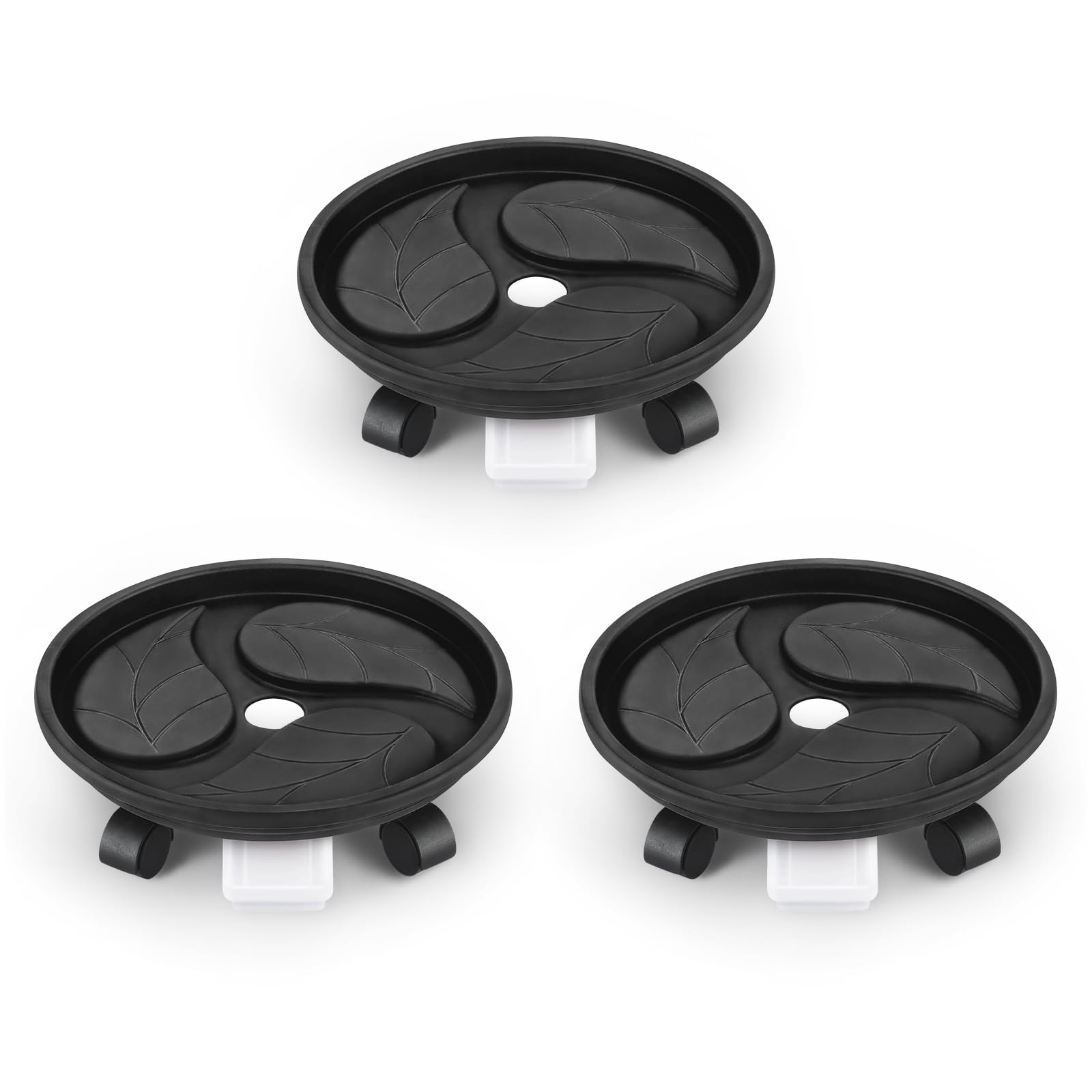 Looca Plant Caddy With Wheels And Drainage Tray, 13?Olling Plant Stand Flower Pot Mover, Planter Caddies Round Plant Dolly For H