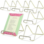 Banberry Designs Wire Easel Display Stand Plate Holders - Smooth Plated Brass Metal - 3'' H - Pack Of 6 Pcs