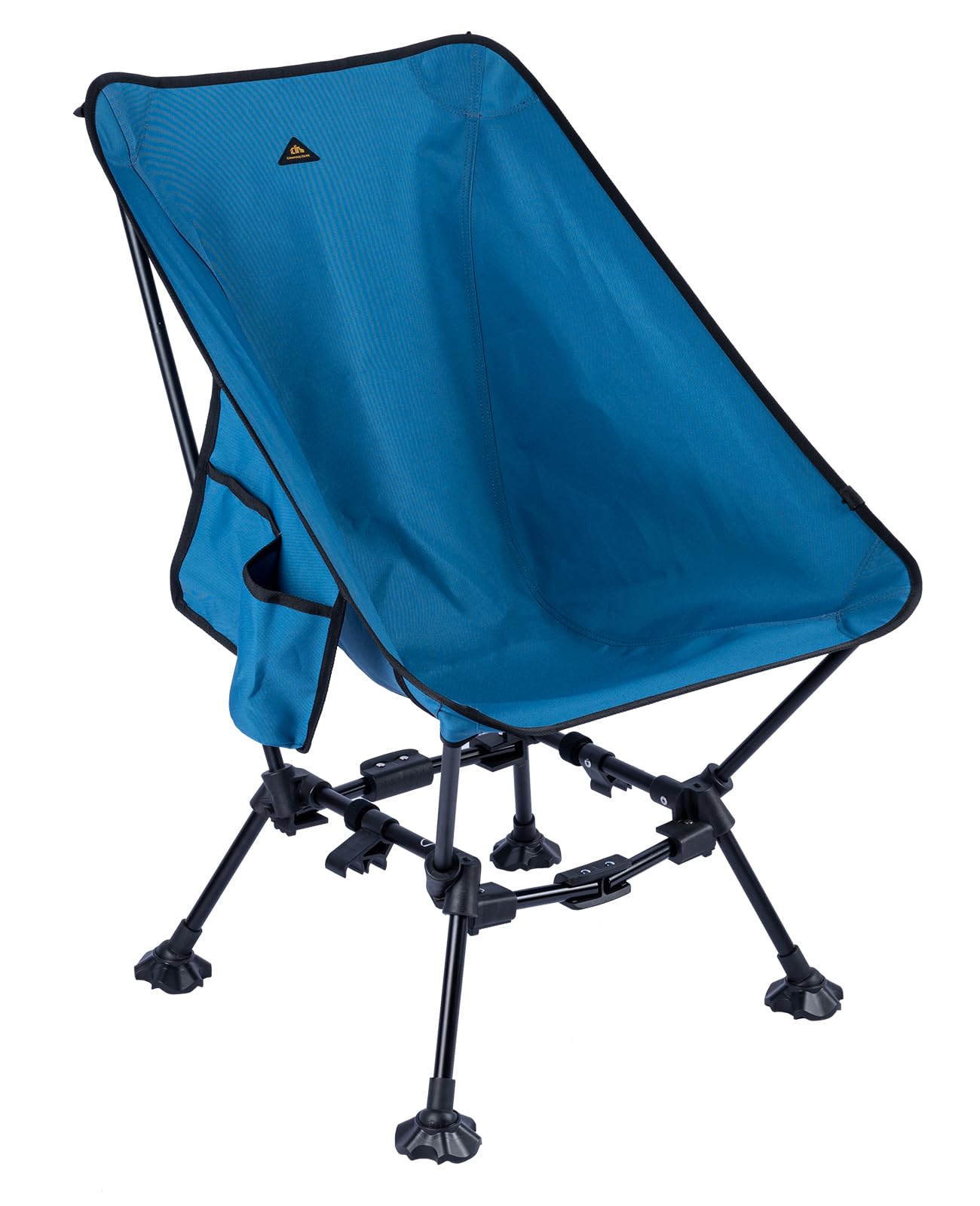 iClimb Two-Heights Light Compact Comfortable Camping Folding Beach Chair with Anti-Sinking Large Feet and Carry Bag (Blue)