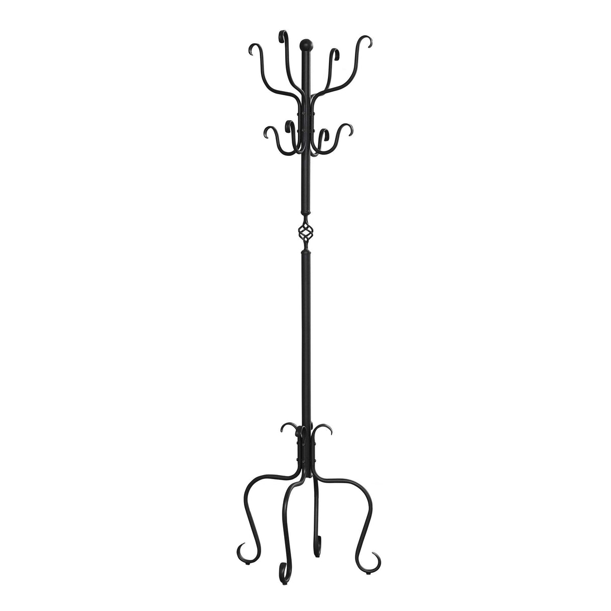 HomeRoots 21&quot; x 21&quot; x 74&quot; Black Metal Coat Rack