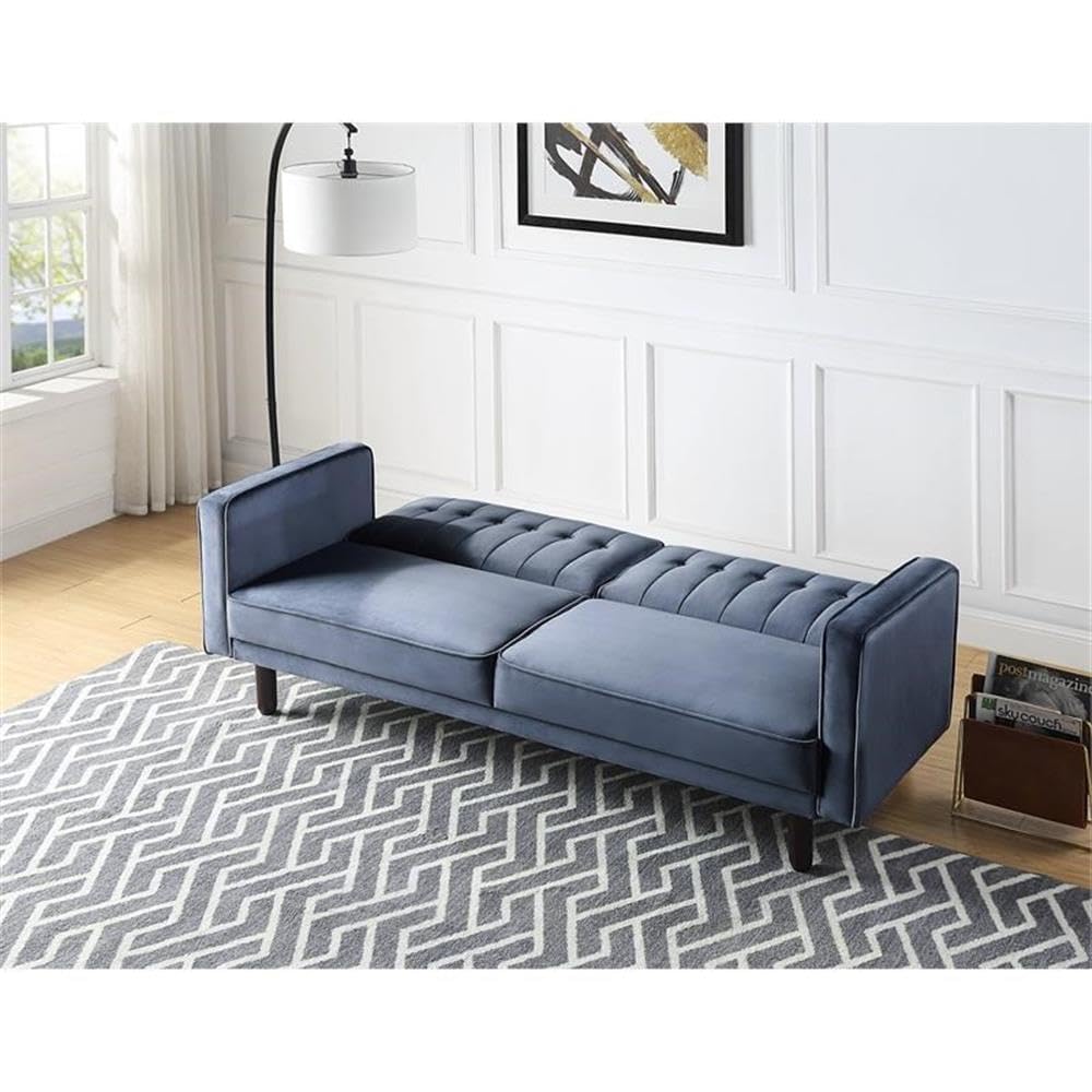 Acme Qinven Tufted Velvet Upholstery Adjustable Sofa with Track Arm in Dark Gray