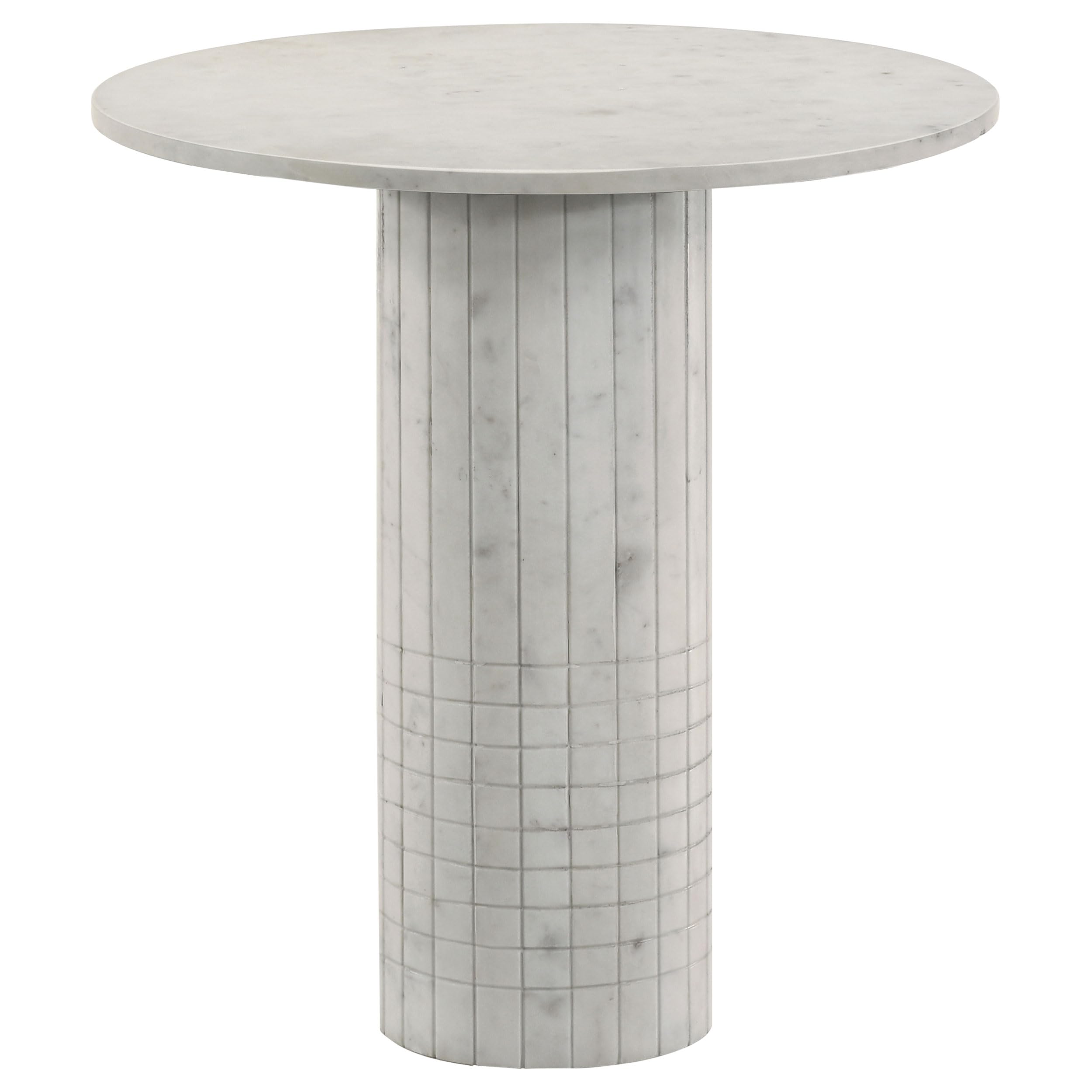 Coaster Astoria Round Genuine Marble End Table White