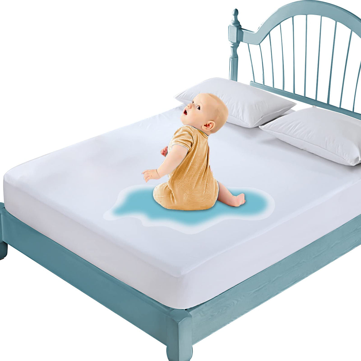 Mattress Protector Queen Waterproof Mattress Cover Queen Size Mattress Pad Cover Breathable Noiseless Deep Pocket Bed Cover For