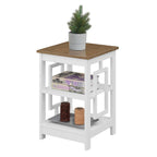Convenience Concepts Town Square End Table with Shelves, Driftwood/White