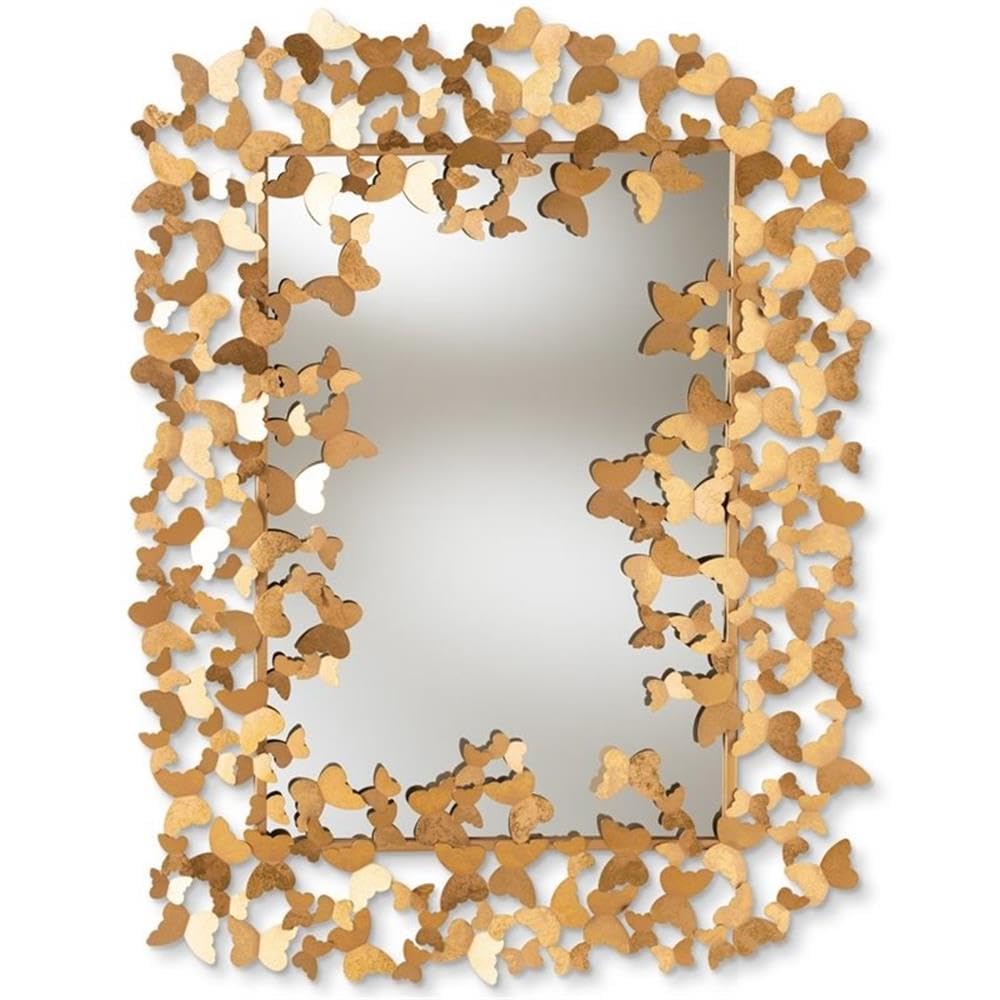 Baxton Studio Idalia Modern and Contemporary Antique Gold Finished Butterfly Accent Wall Mirror