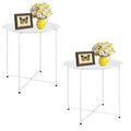 Garden 4 You End Table Set Of 2, Outdoor Side Table, Small Patio Table Metal Side Table, Round Folding Side Table, For Outdoor And Living Room,White