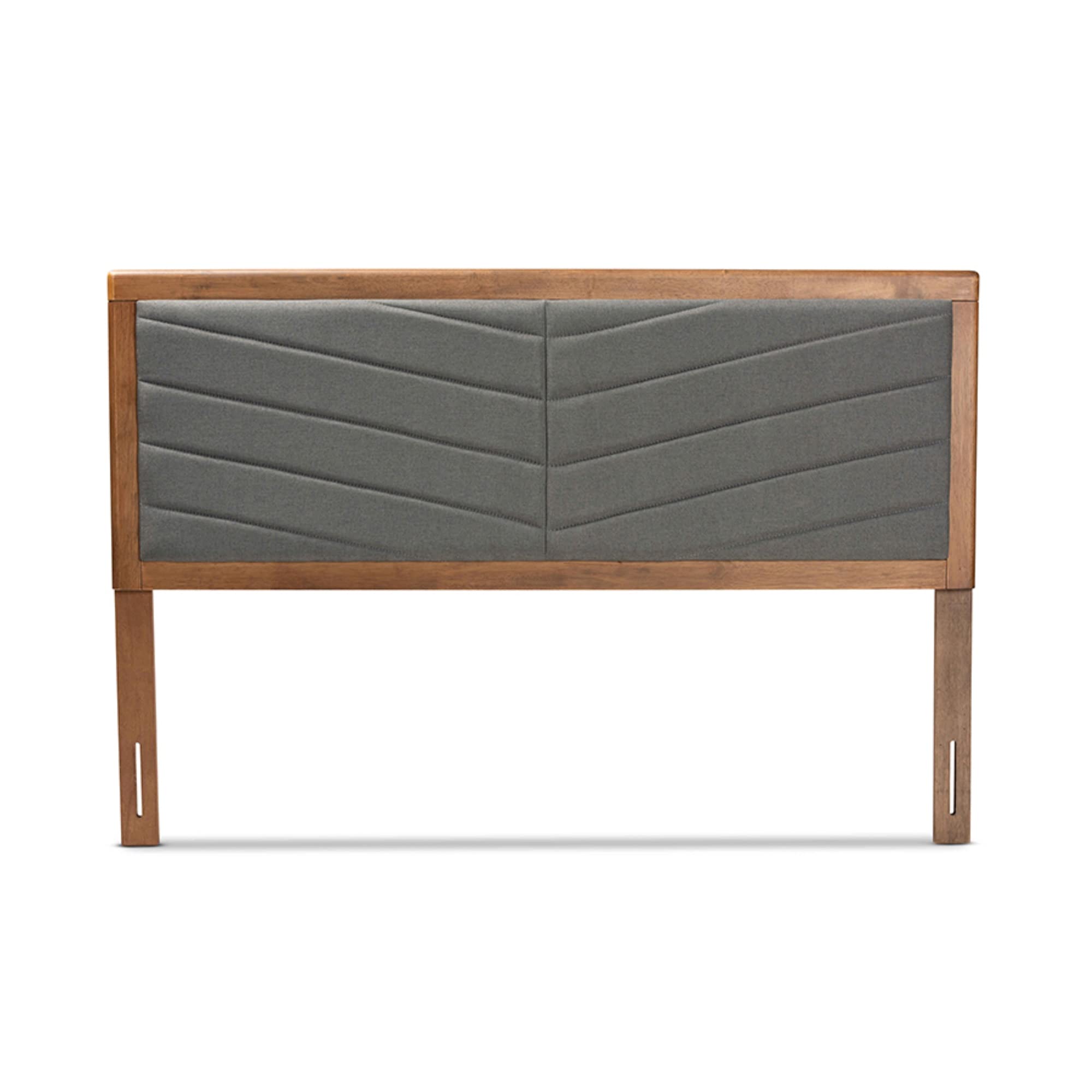 Baxton Studio IDEN Modern and Contemporary Dark Grey Fabric Upholstered and Walnut Brown Finished Wood Full Size Headboard