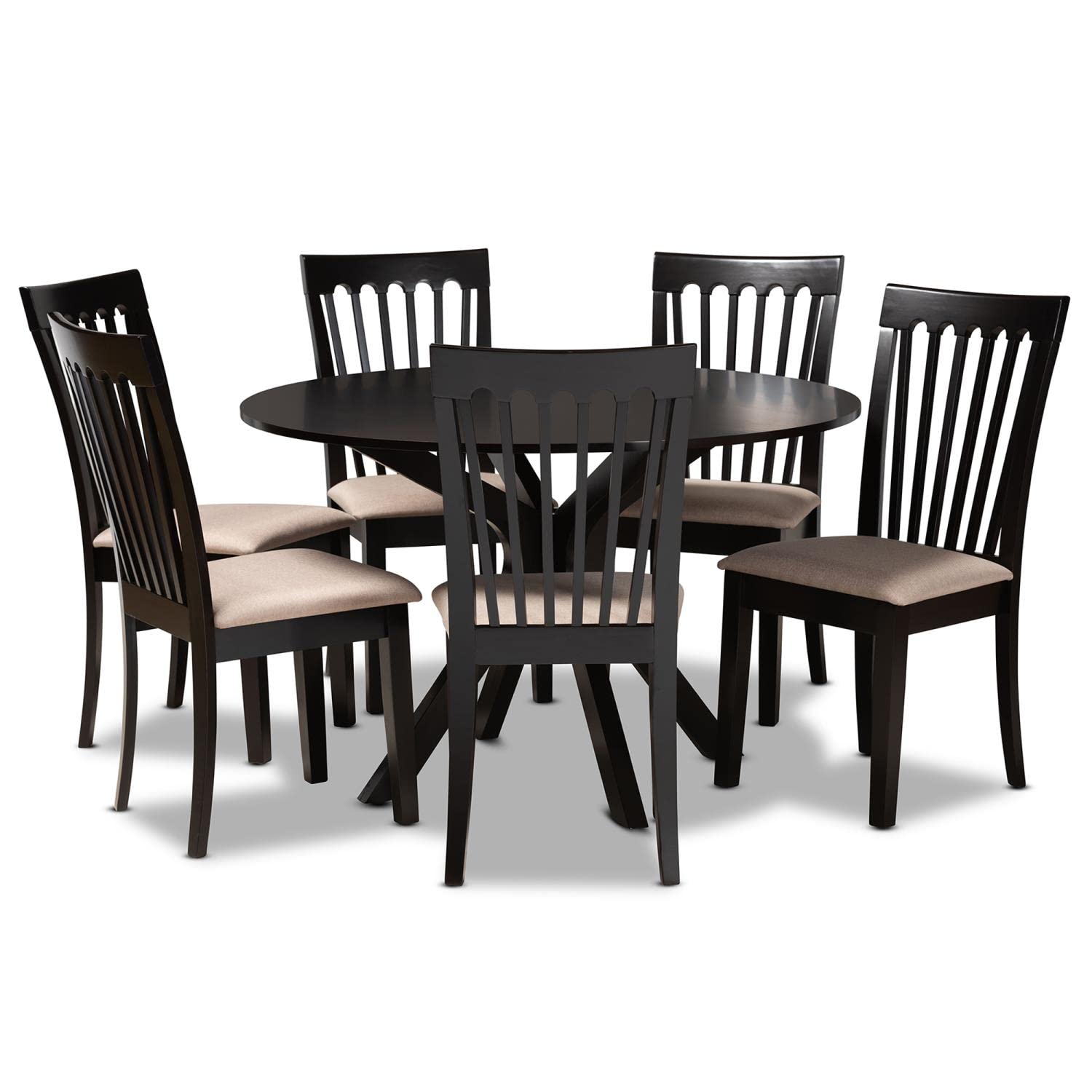 Baxton Studio Modern Sand and Dark Brown 7-Piece Dining Set