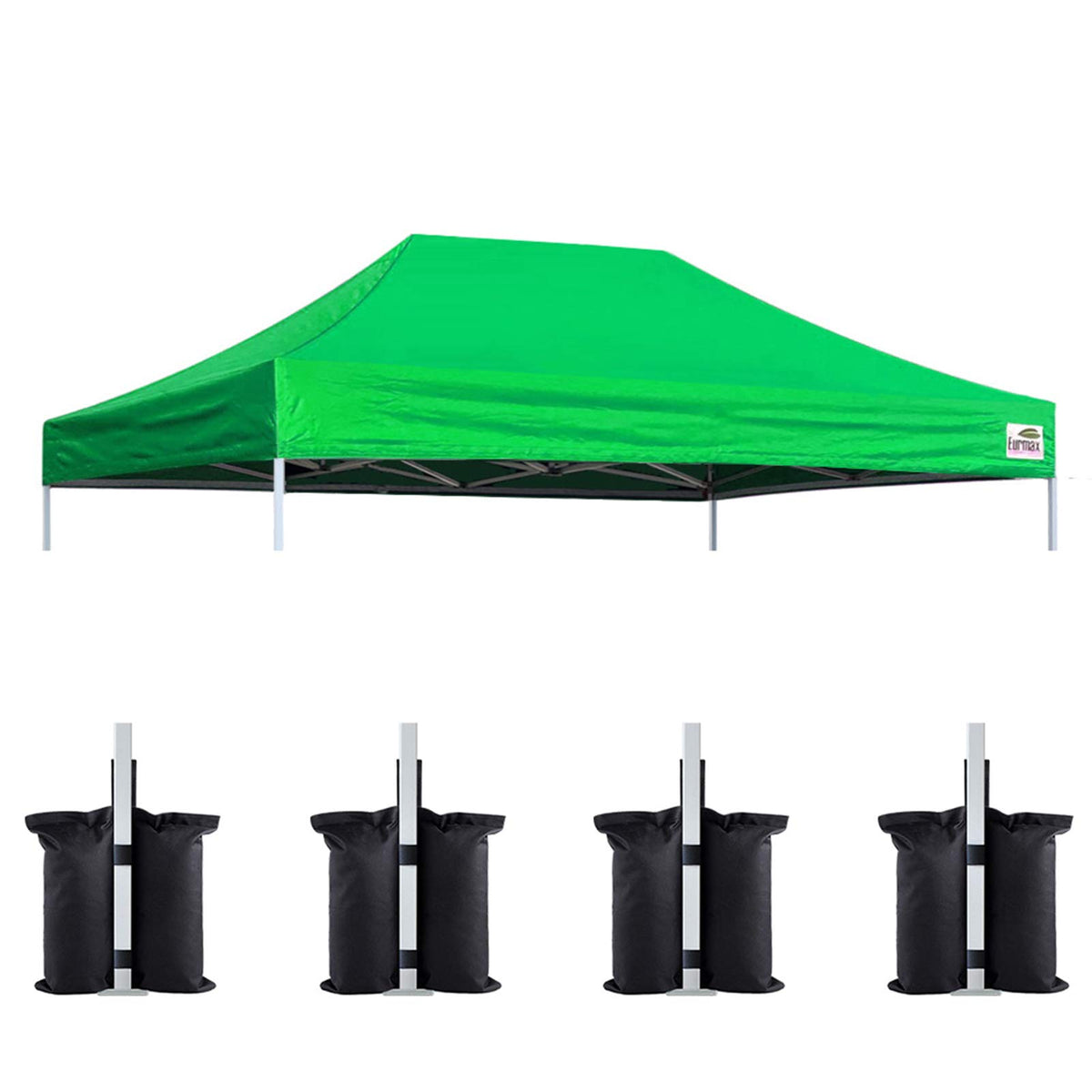 Eurmax Usa Pop Up Canopy Top Gazebo Tent Cover Replacement Top Only,Bonus 4Pc Pack Canopy Weight Bag (10X15,Kelly Green)