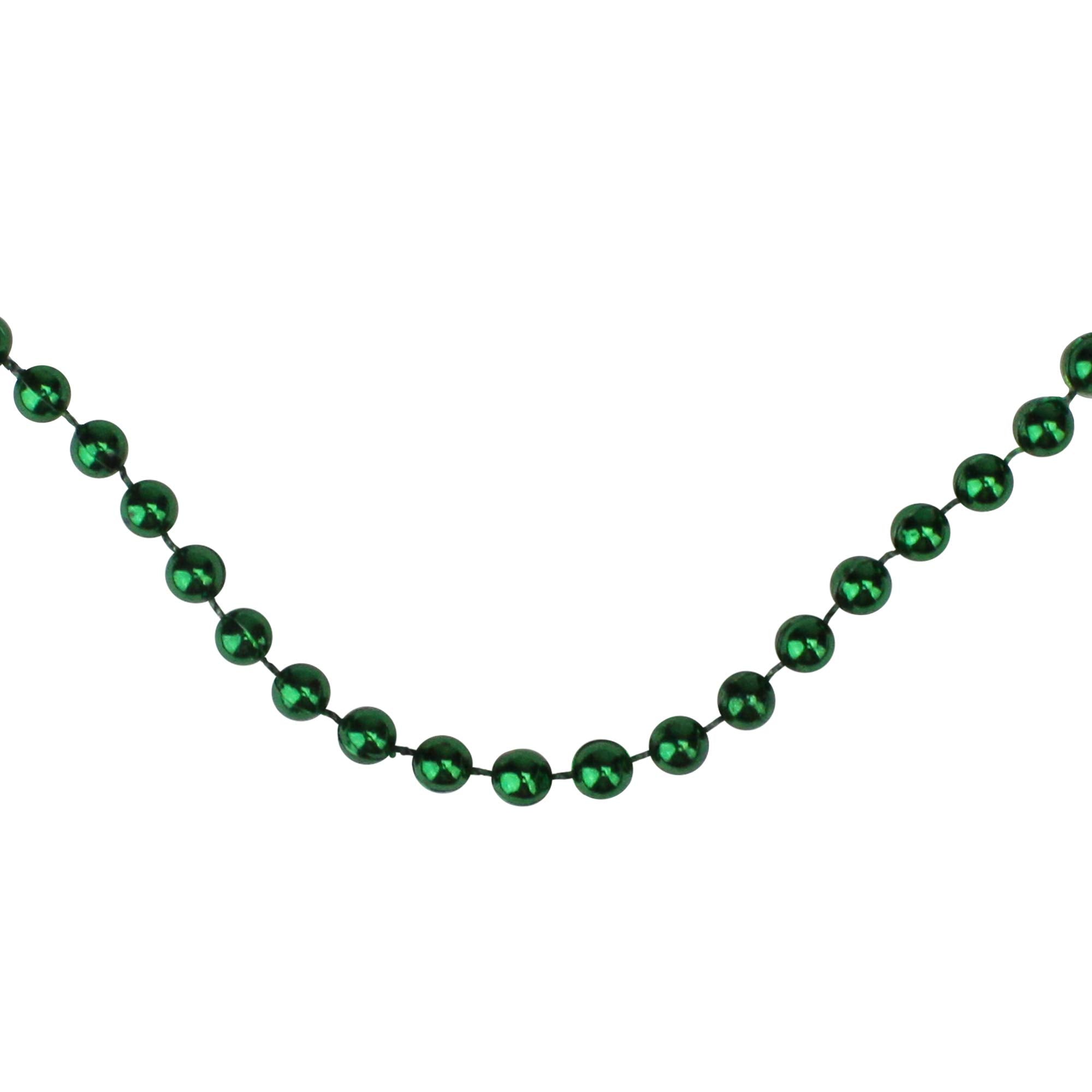 Northlight Shiny Metallic Beaded Christmas Garland - 15 x .25 - Emerald Green - Unlit