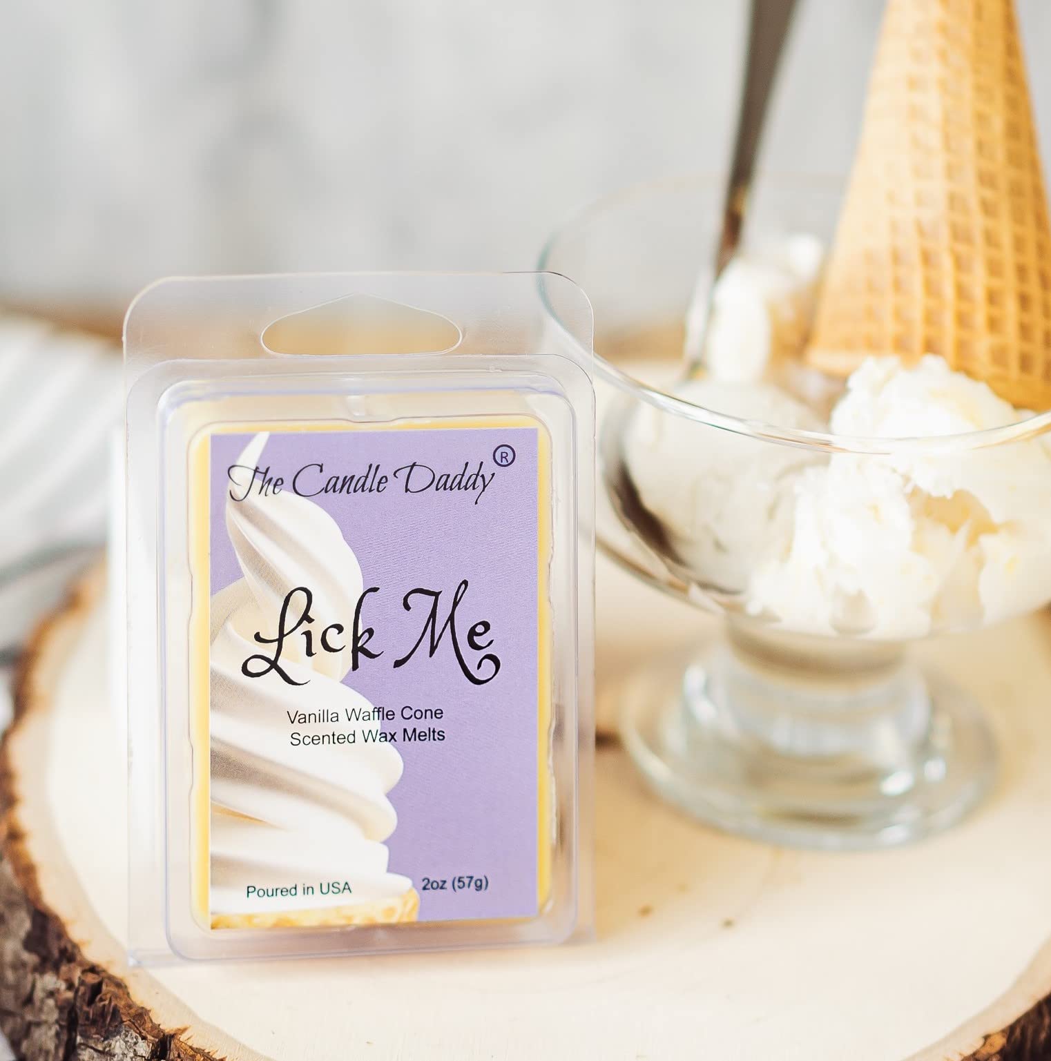 The Candle Daddy Lick Me - Vanilla Waffle Cone Ice Cream Scented Wax Melt - 1 Pack - 2 Ounces - 6 Cubes