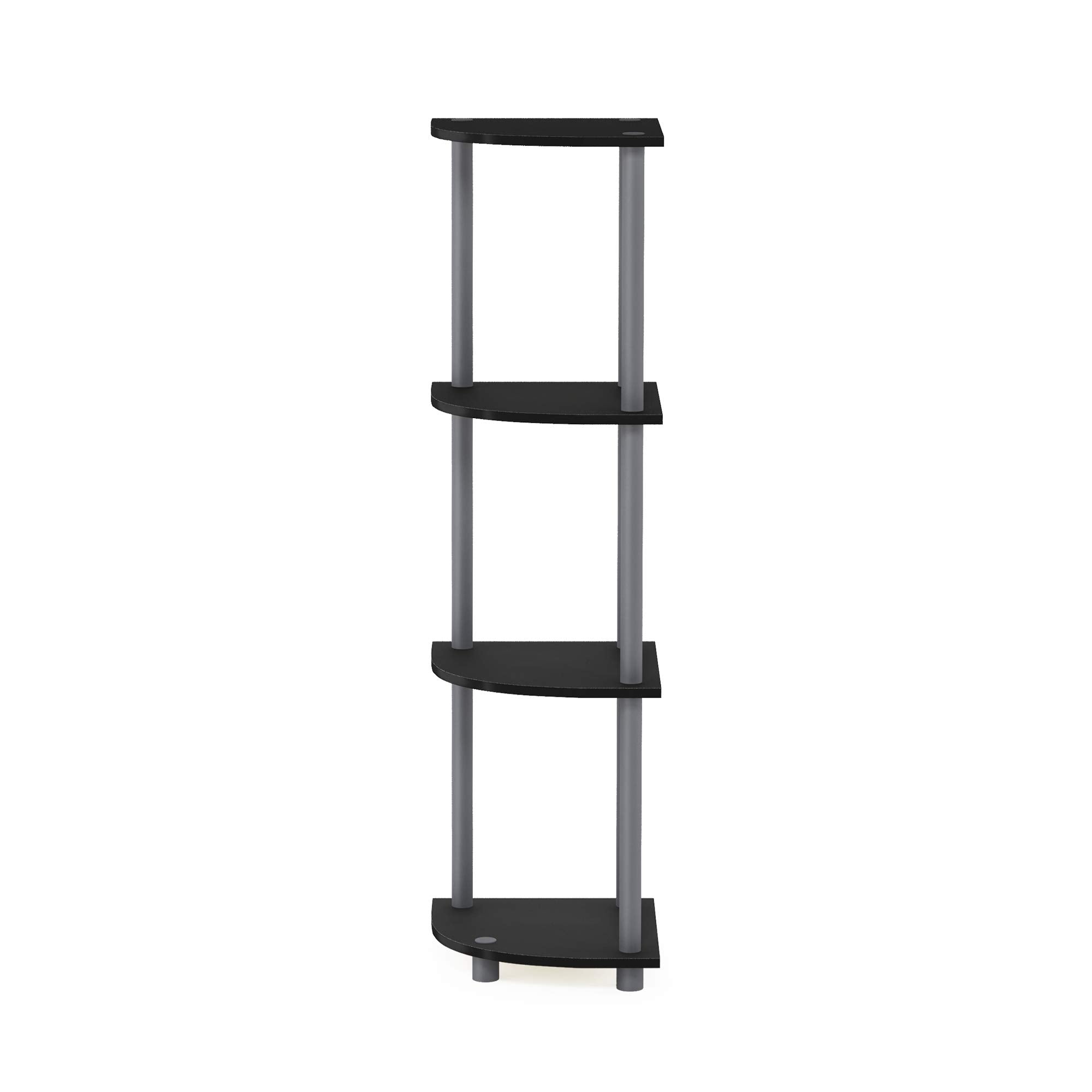 Furinno Turn-N-Tube 4-Tier Corner Display Rack Multipurpose Shelving Unit, Black/Grey