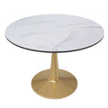 Bristol 40 round dining table Gold base with marbled MDF top