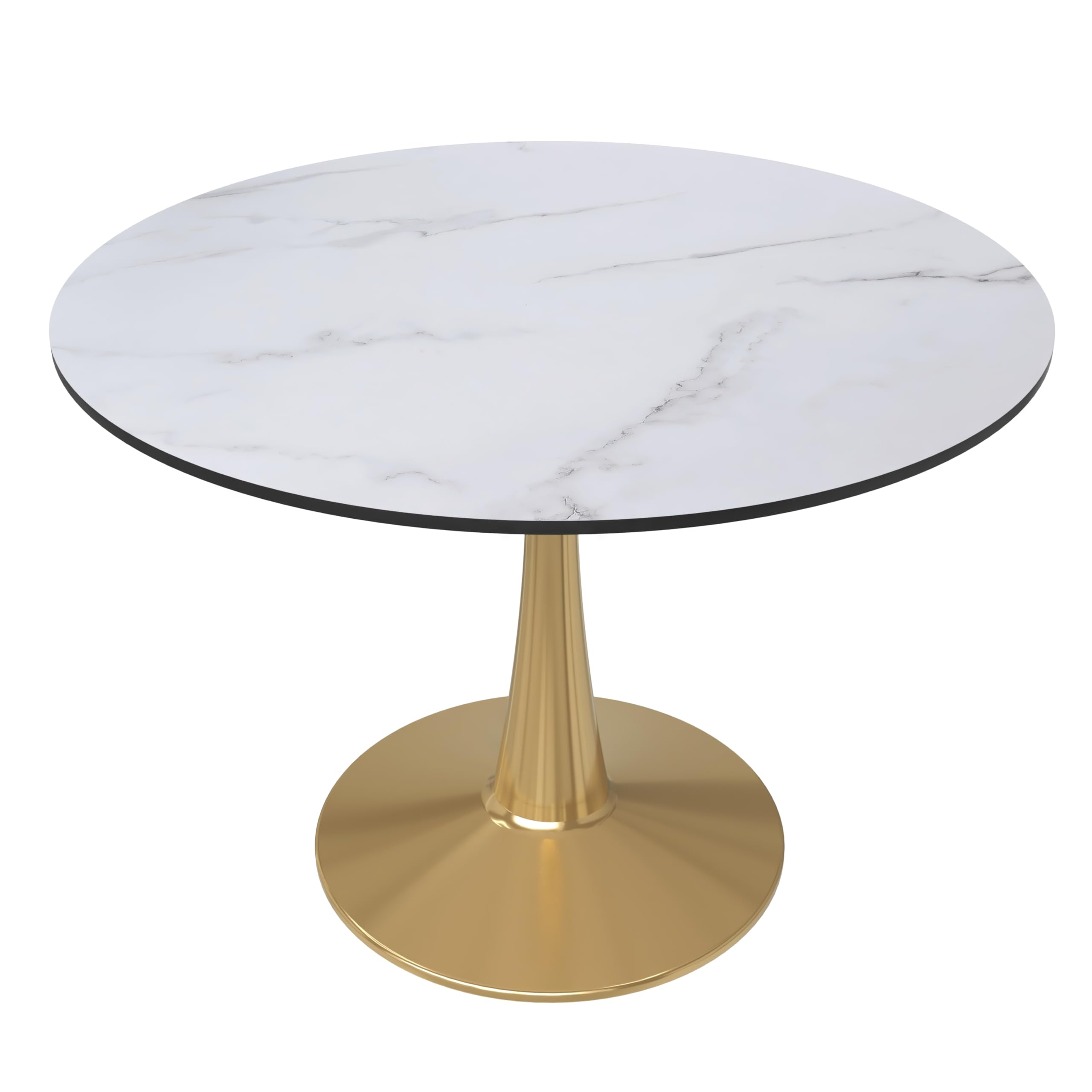 Bristol 40 round dining table Gold base with marbled MDF top