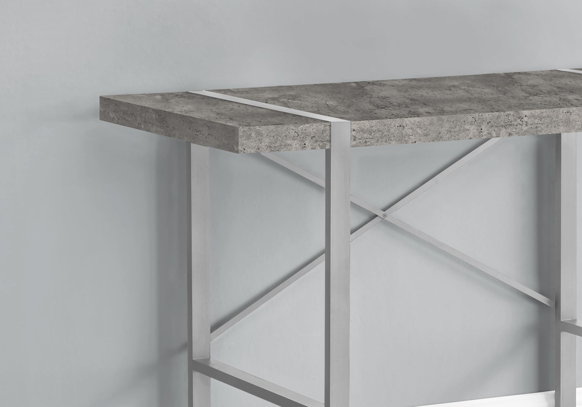 Monarch Specialties 7662 Computer Desk, Home Office, Laptop, 48&quot; L, Work, Metal, Laminate, Contemporary, Modern Desk-48 L Grey Concrete-Look Silver, 49&quot; L X 23.75&quot; W X 30&quot; H