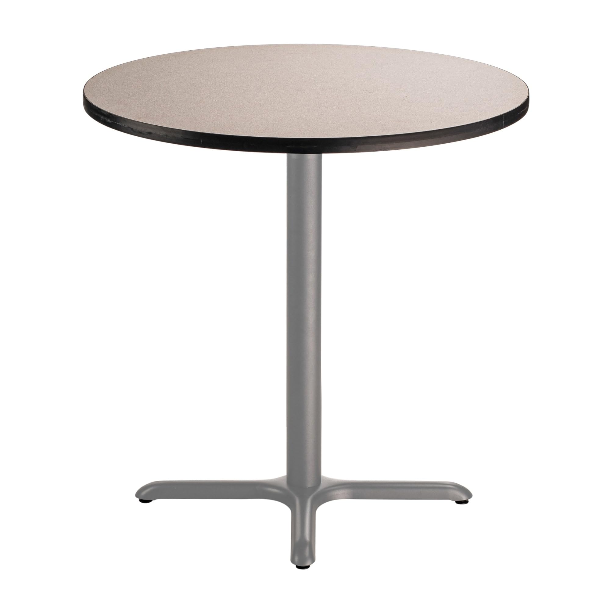 National Public Seating Nps 36&Quot; Round Cafe Table With X Base, 36&Quot; Height, Particleboard Core/T-Mold, Grey Nebula Top, Grey Frame